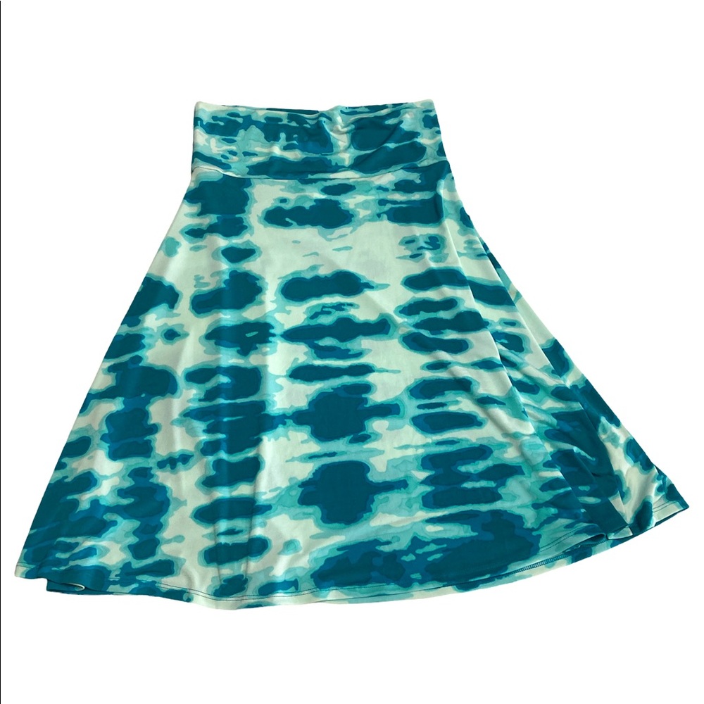 LulaRoe Teal Tie Dye MIDI Skirt